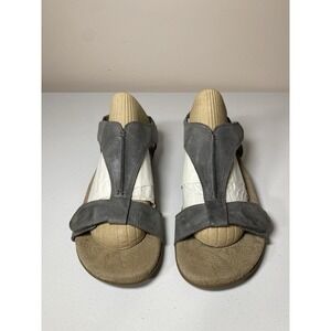 Taos The Show Gray Leather Slingback Sandals Size 9 Adjustable Comfort Walking